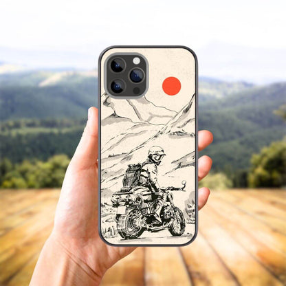 Guy on a Bike Sketch Black and White Glass Phone Case