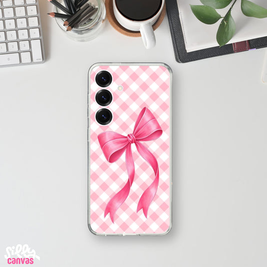 Pink Crush Bow on Gingham Silicone Case