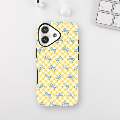 Blue Bow Pattern on Yellow Armour Case