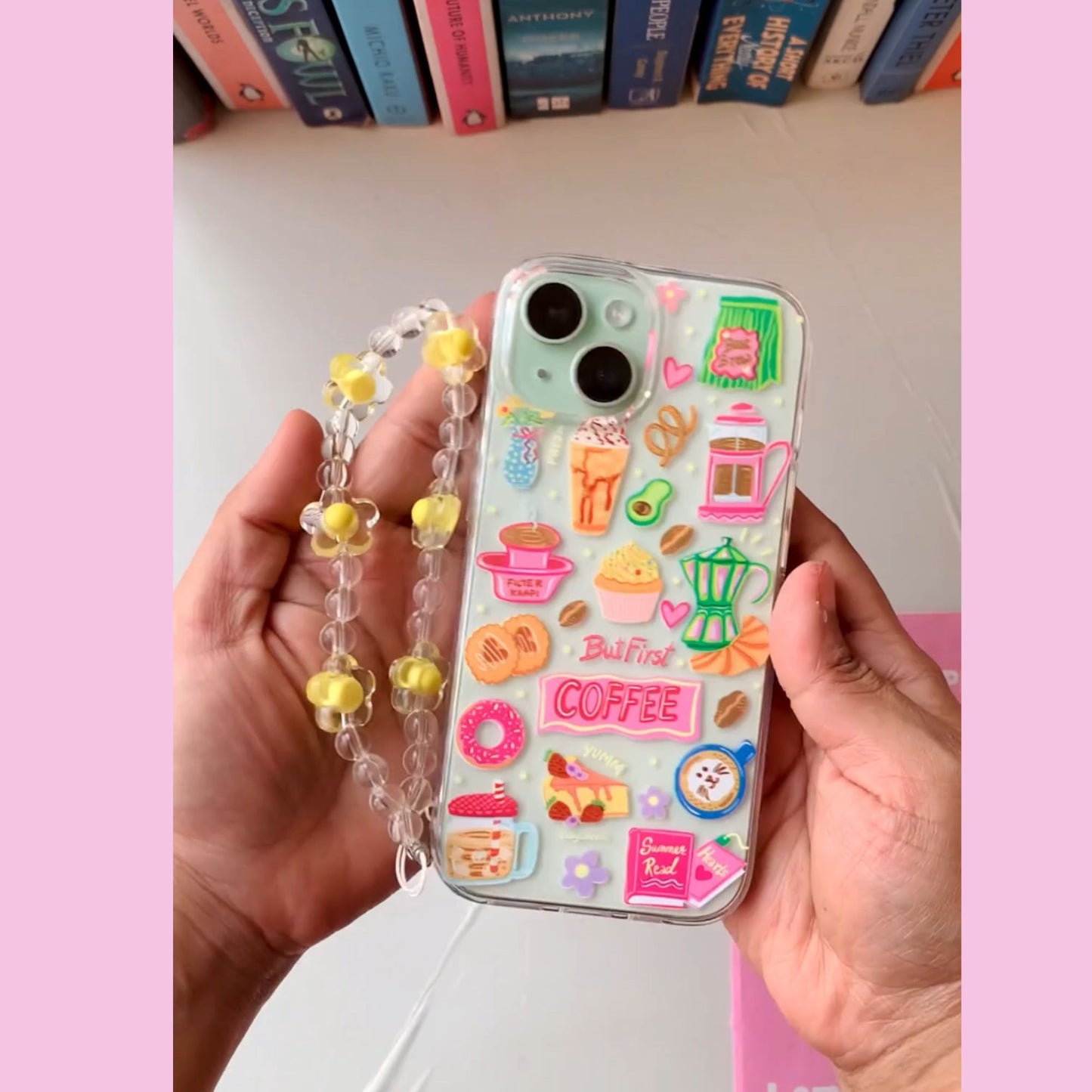 Silicone Clear Case with Yellow Charm Coffee Lover