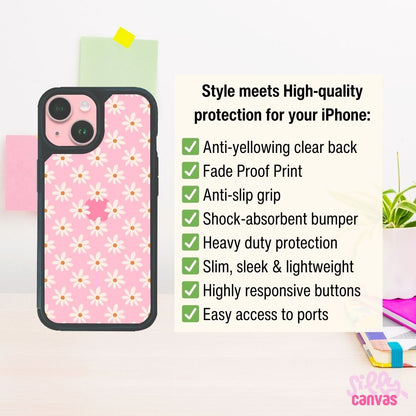 Daisy Pattern Clear Bumper iPhone Case