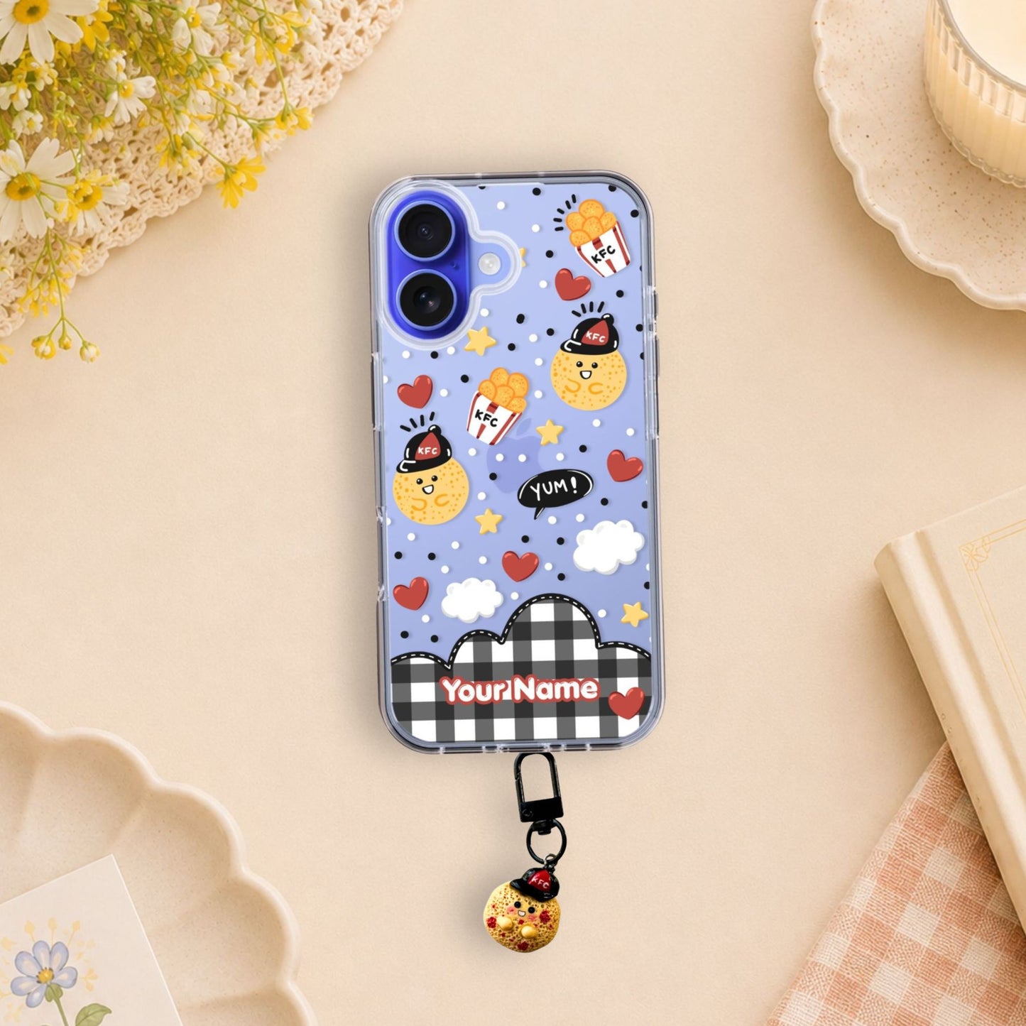KFC Clear Silicone Phone Case with Small Charm