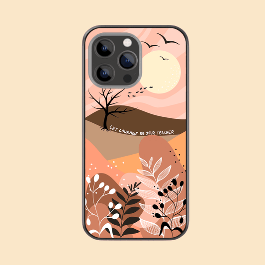 Hand-drawn Glass Phone Case - Bohemian Landscape