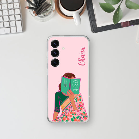 Custom Name Case Silicone Case: Lady who Reads