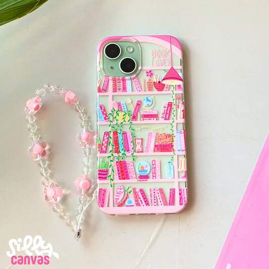 Silicone Clear Case with Pink Charm Booklovers Pink