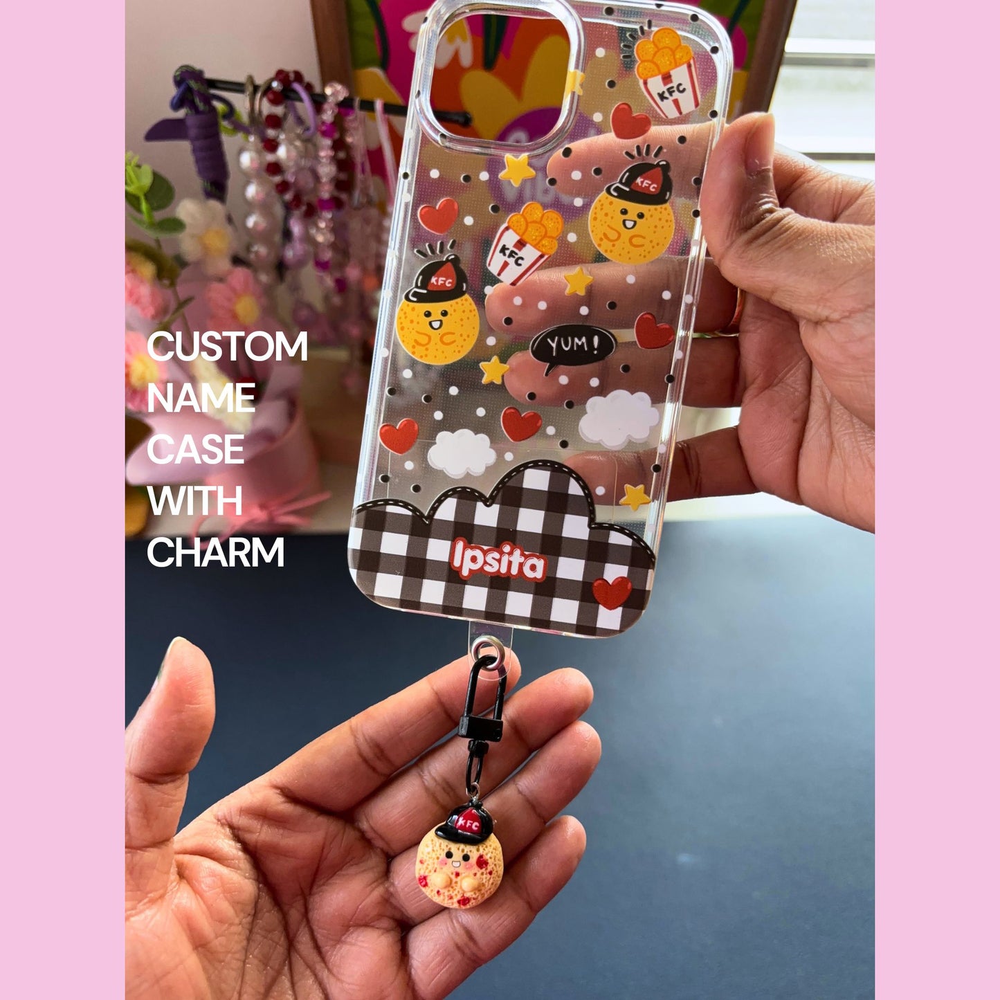 KFC Clear Silicone Phone Case with Small Charm