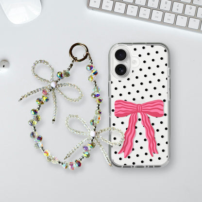 Large Bow Charm Case - Silicone Clear Case with Charm