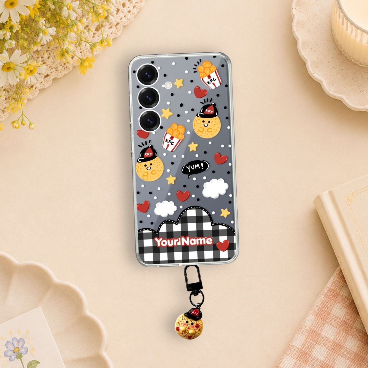 KFC Clear Silicone Phone Case with Small Charm