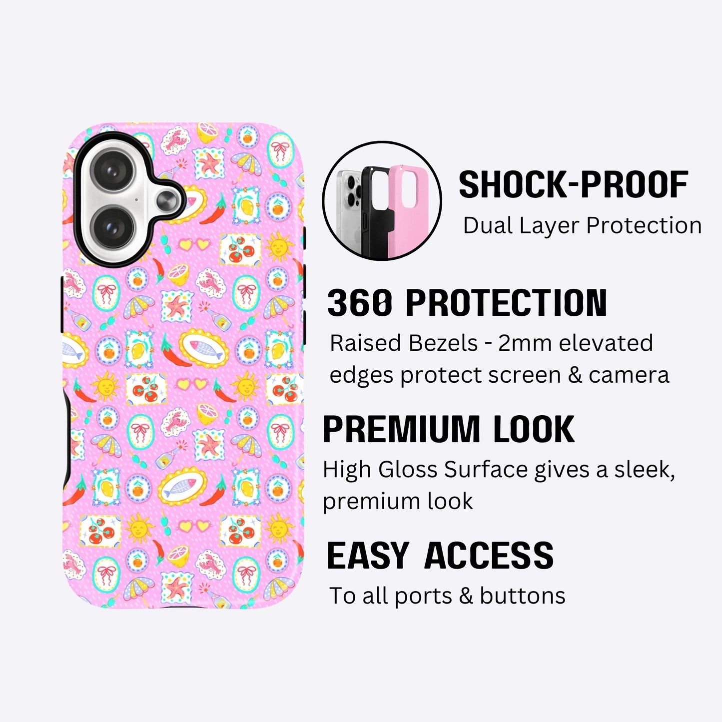 Pink Beach Pattern Armour Case