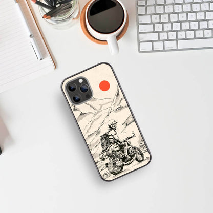Guy on a Bike Sketch Black and White Glass Phone Case
