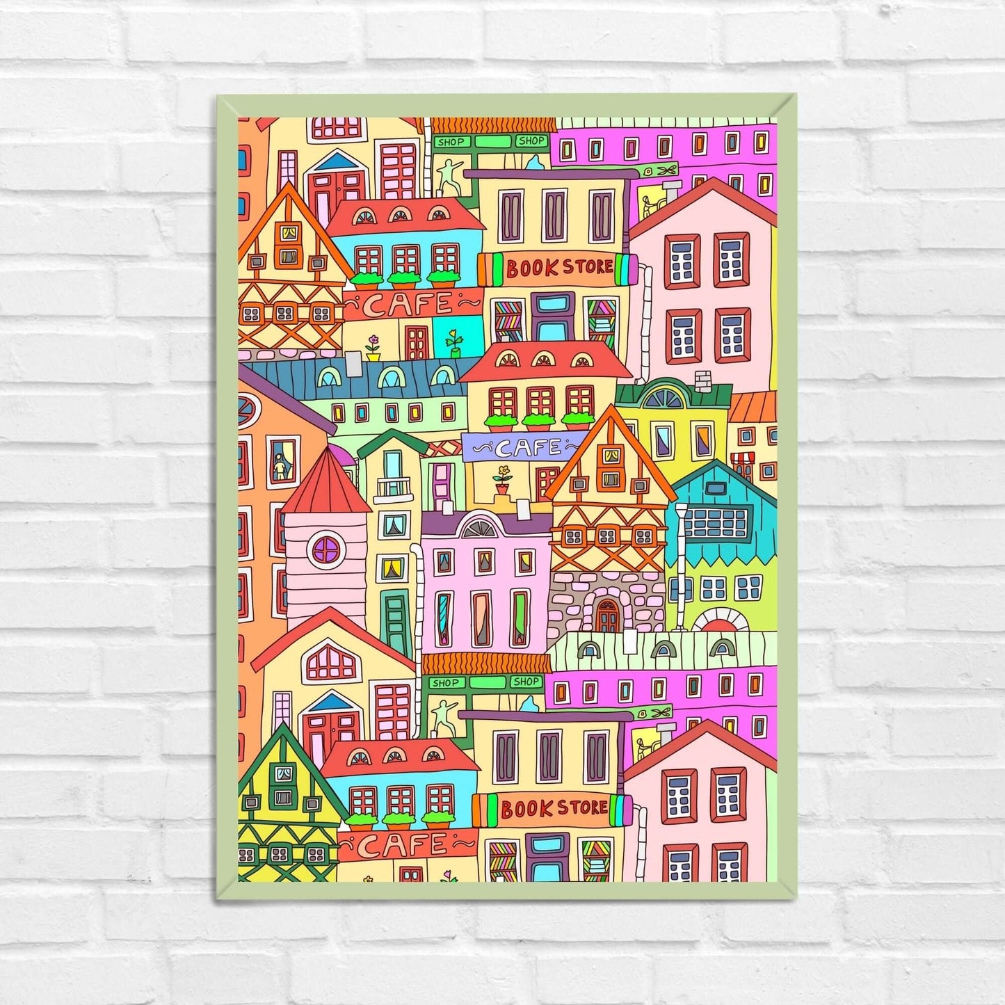 Colourful Old Town Urban Wall Art