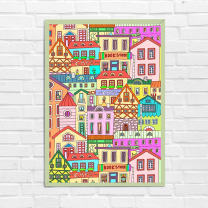 Colourful Old Town Urban Wall Art