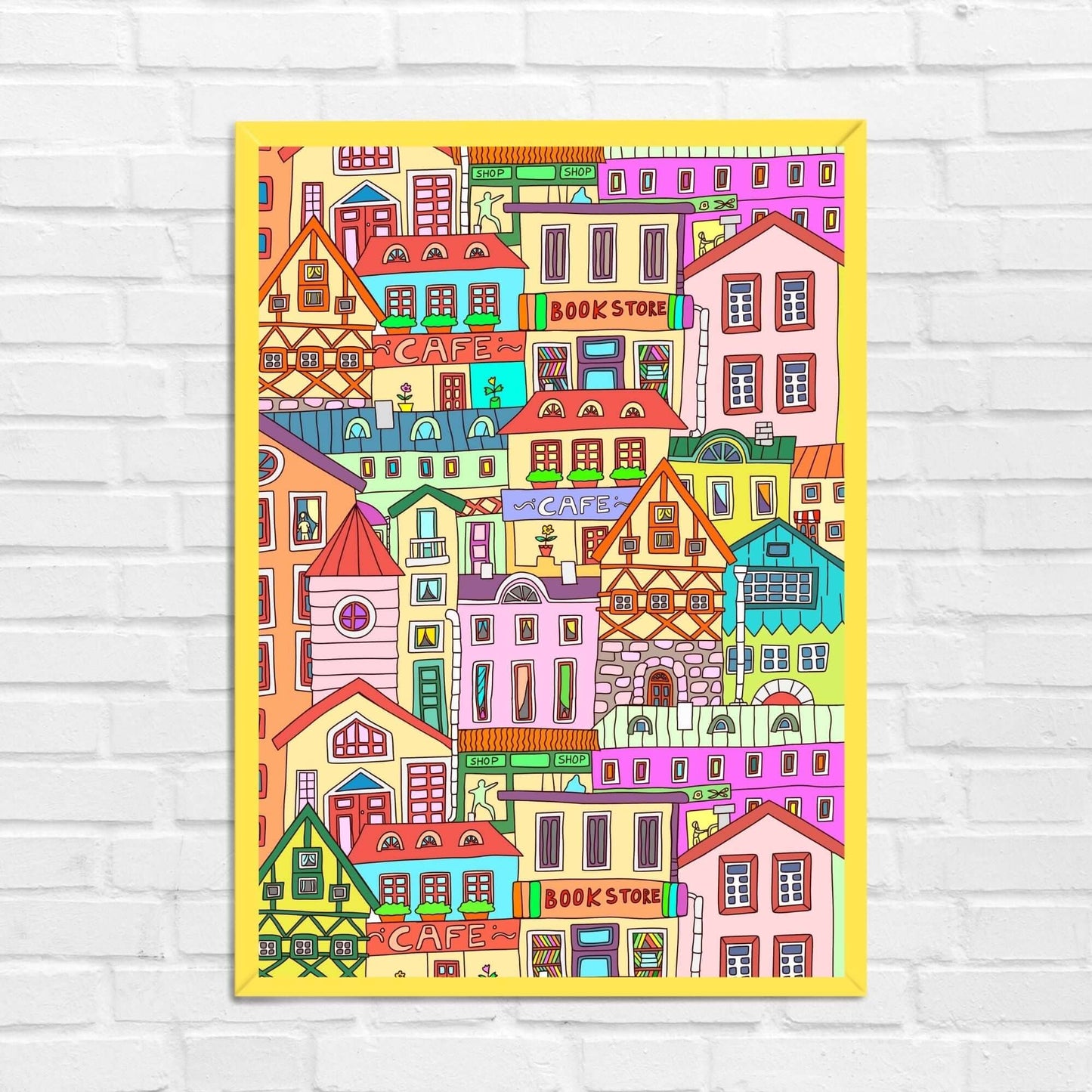 Colourful Old Town Urban Wall Art