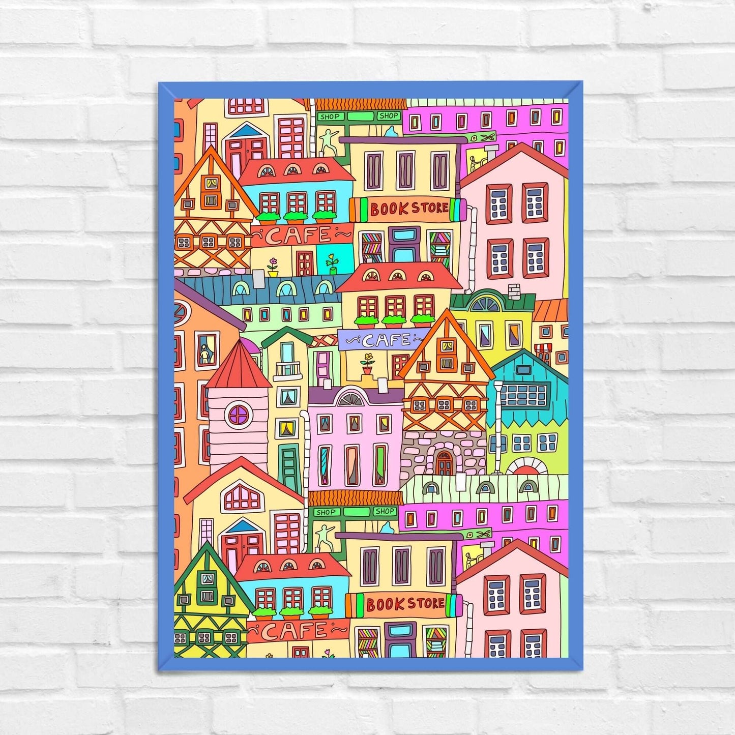 Colourful Old Town Urban Wall Art