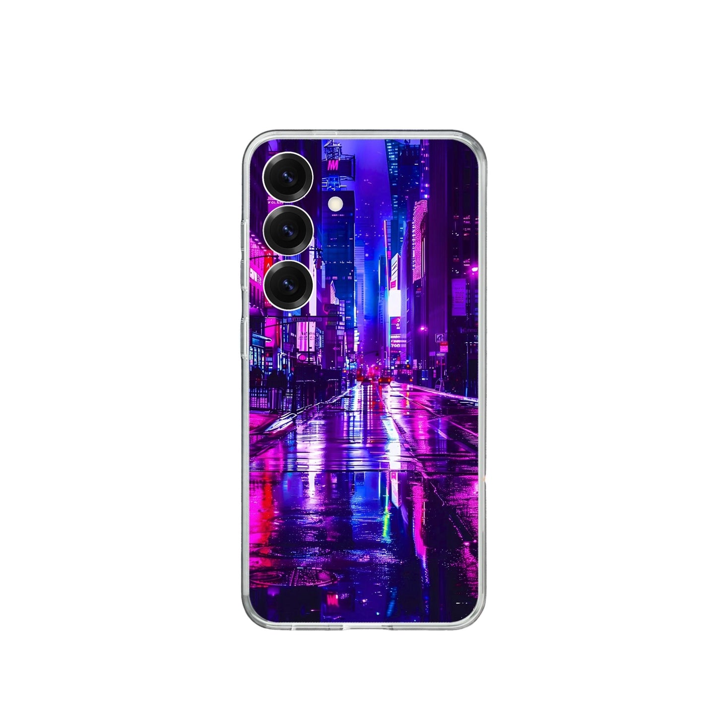 Neon Futuristic City Silicone Phone Case
