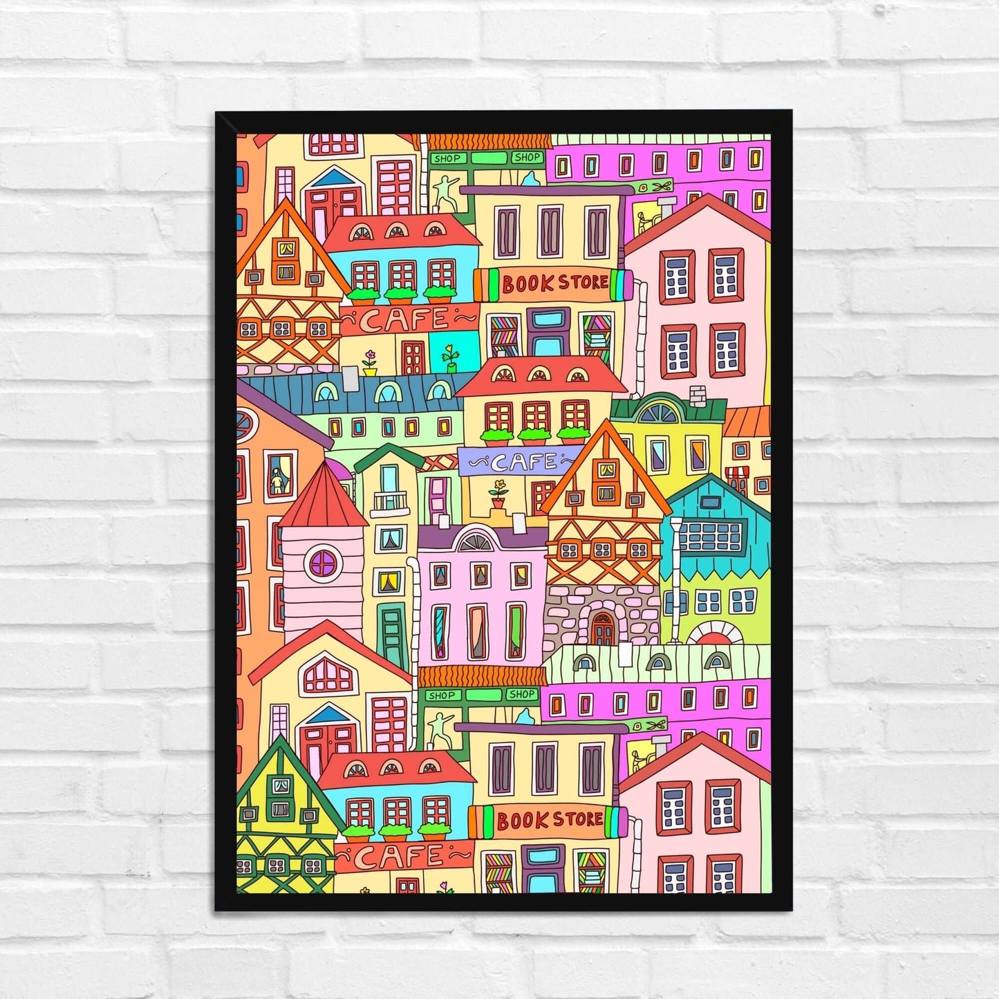 Colourful Old Town Urban Wall Art
