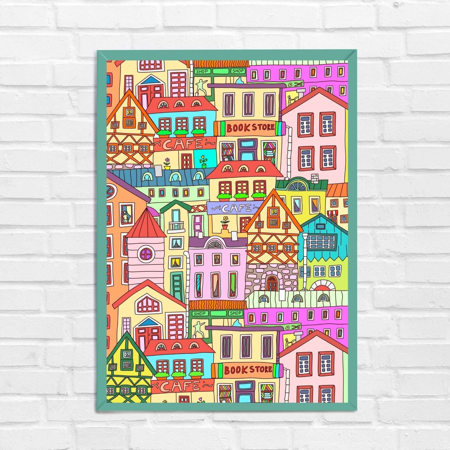 Colourful Old Town Urban Wall Art