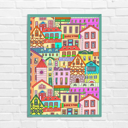 Colourful Old Town Urban Wall Art