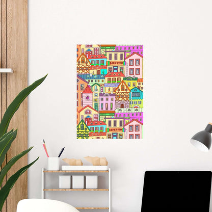 Colourful Old Town Urban Wall Art