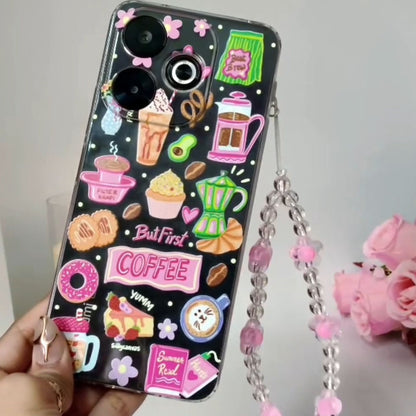 Silicone Clear Case with Yellow Charm Coffee Lover