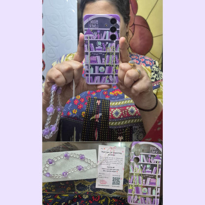 Silicone Clear Case with Pink Charm Booklovers Purple