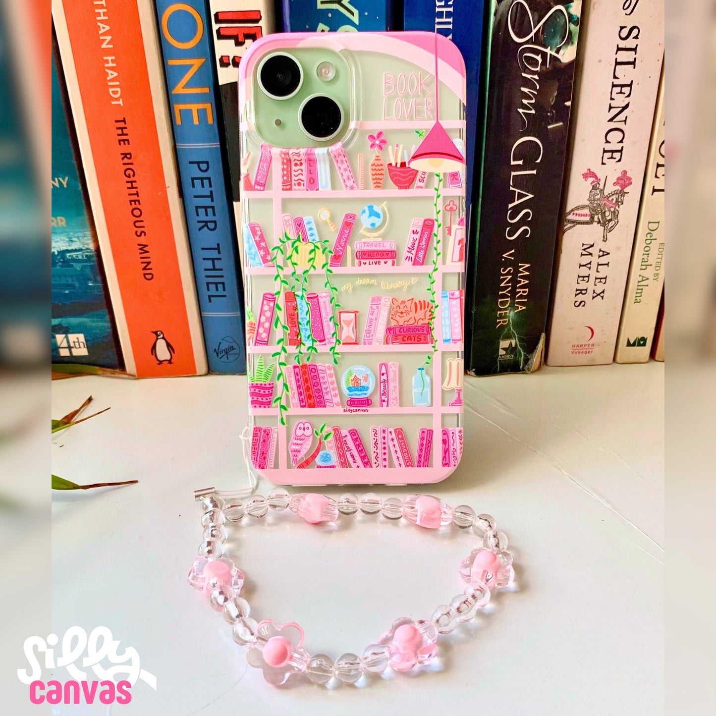Silicone Clear Case with Pink Charm Booklovers Pink