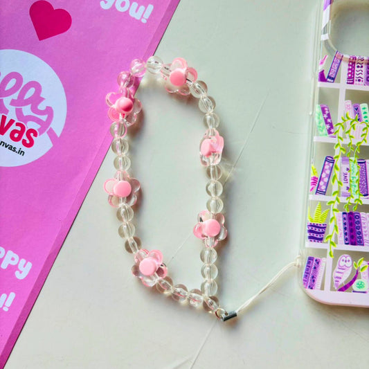 Floral phone charm transparent beads colour