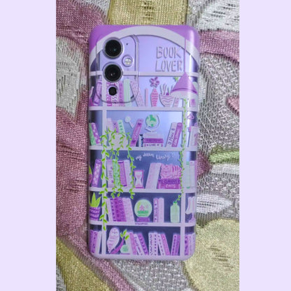 Silicone Clear Case with Pink Charm Booklovers Purple