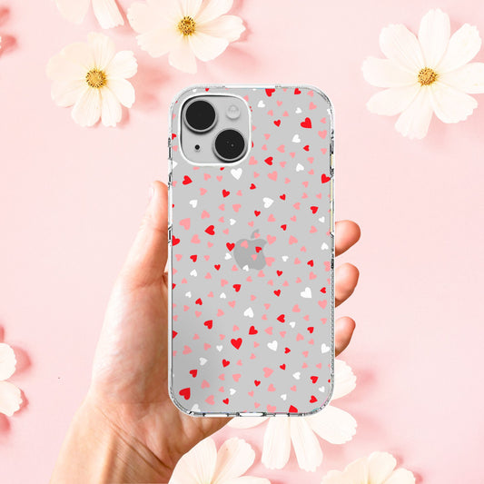 Clear Silicone Case Heart confetti pattern