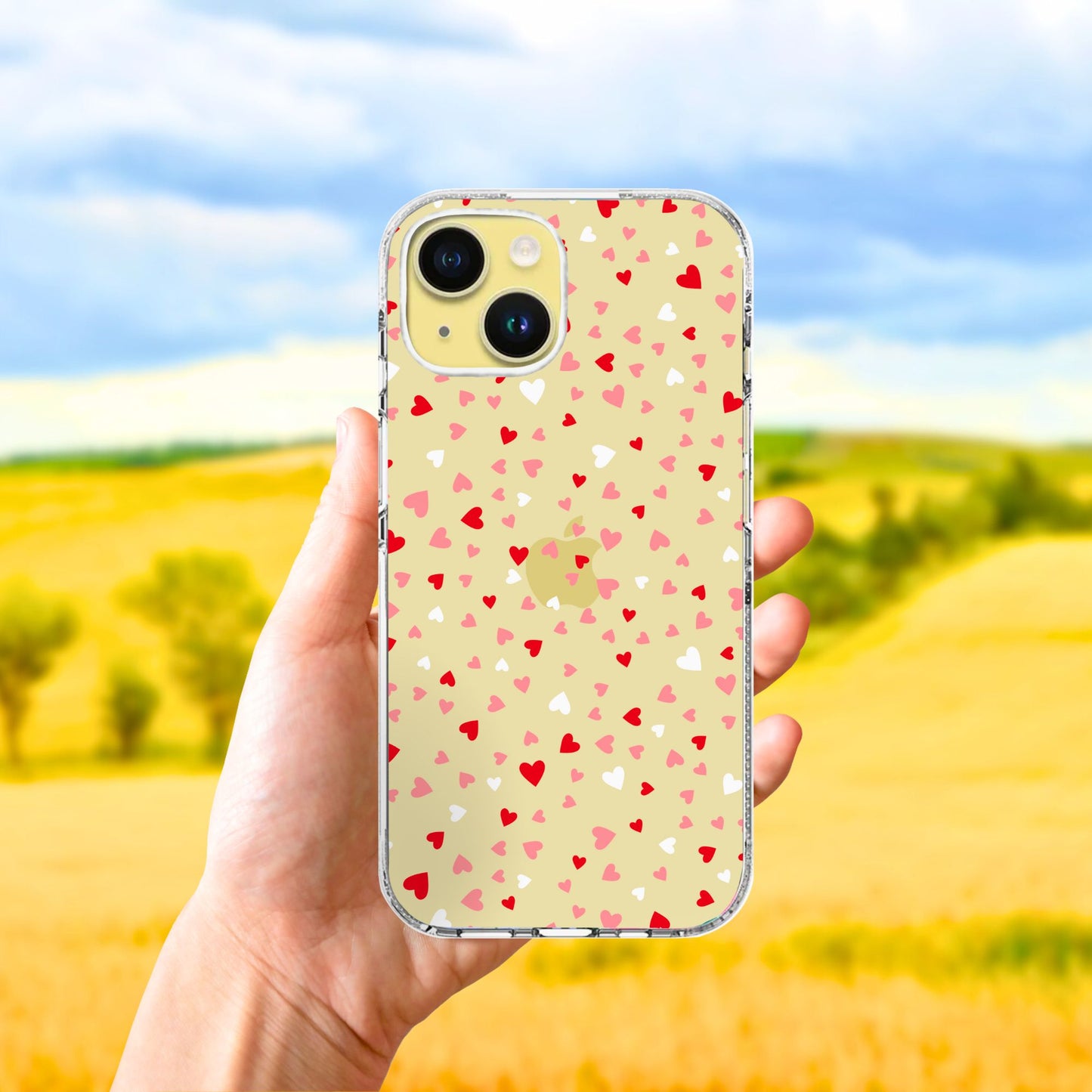 Clear Silicone Case Heart confetti pattern