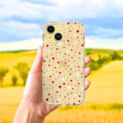 Clear Silicone Case Heart confetti pattern
