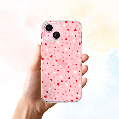 Clear Silicone Case Heart confetti pattern