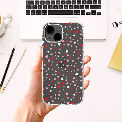 Clear Silicone Case Heart confetti pattern