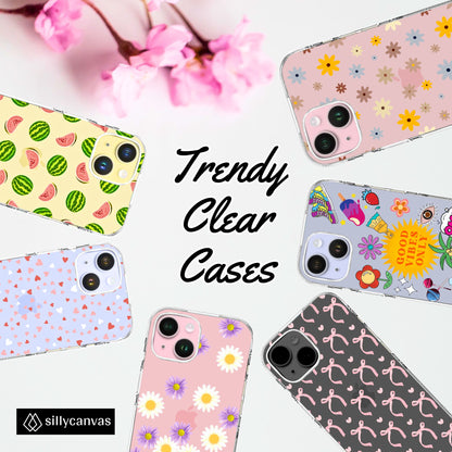 Clear Silicone Case Heart confetti pattern