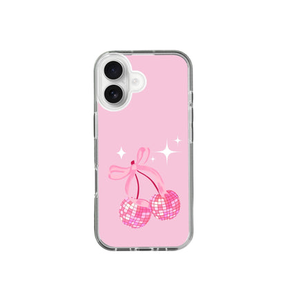 Disco Ball Cherry Coquette Pink Silicone Phone Case