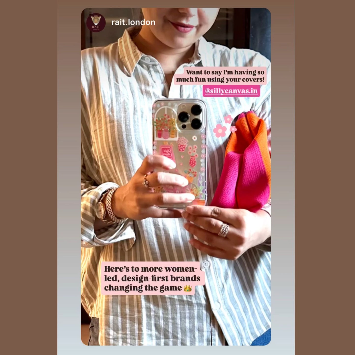 Silicone Clear Case with Pink Charm Flower Market