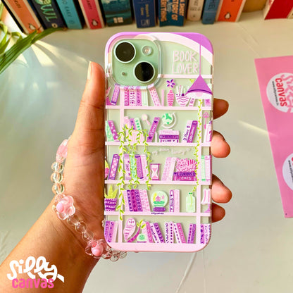 Silicone Clear Case with Pink Charm Booklovers Purple