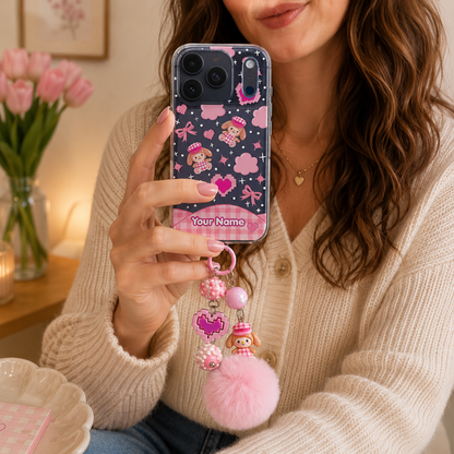 Custom Name Kawaii Melody Clear Silicone Phone Case with Charm