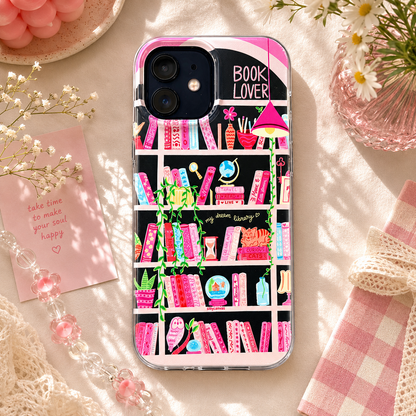 Silicone Clear Case with Pink Charm Booklovers Pink