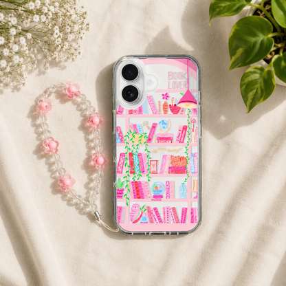 Silicone Clear Case with Pink Charm Booklovers Pink