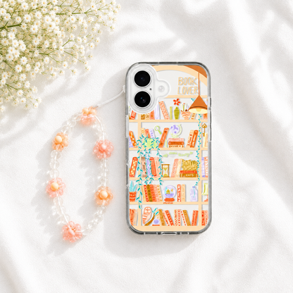 Silicone Clear Case with Orange Charm Booklovers Rustic