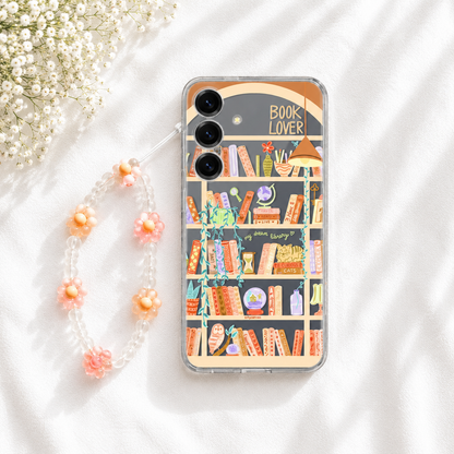 Silicone Clear Case with Orange Charm Booklovers Rustic