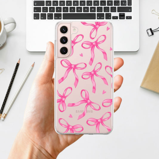 Clear Silicone Case Pink Bows