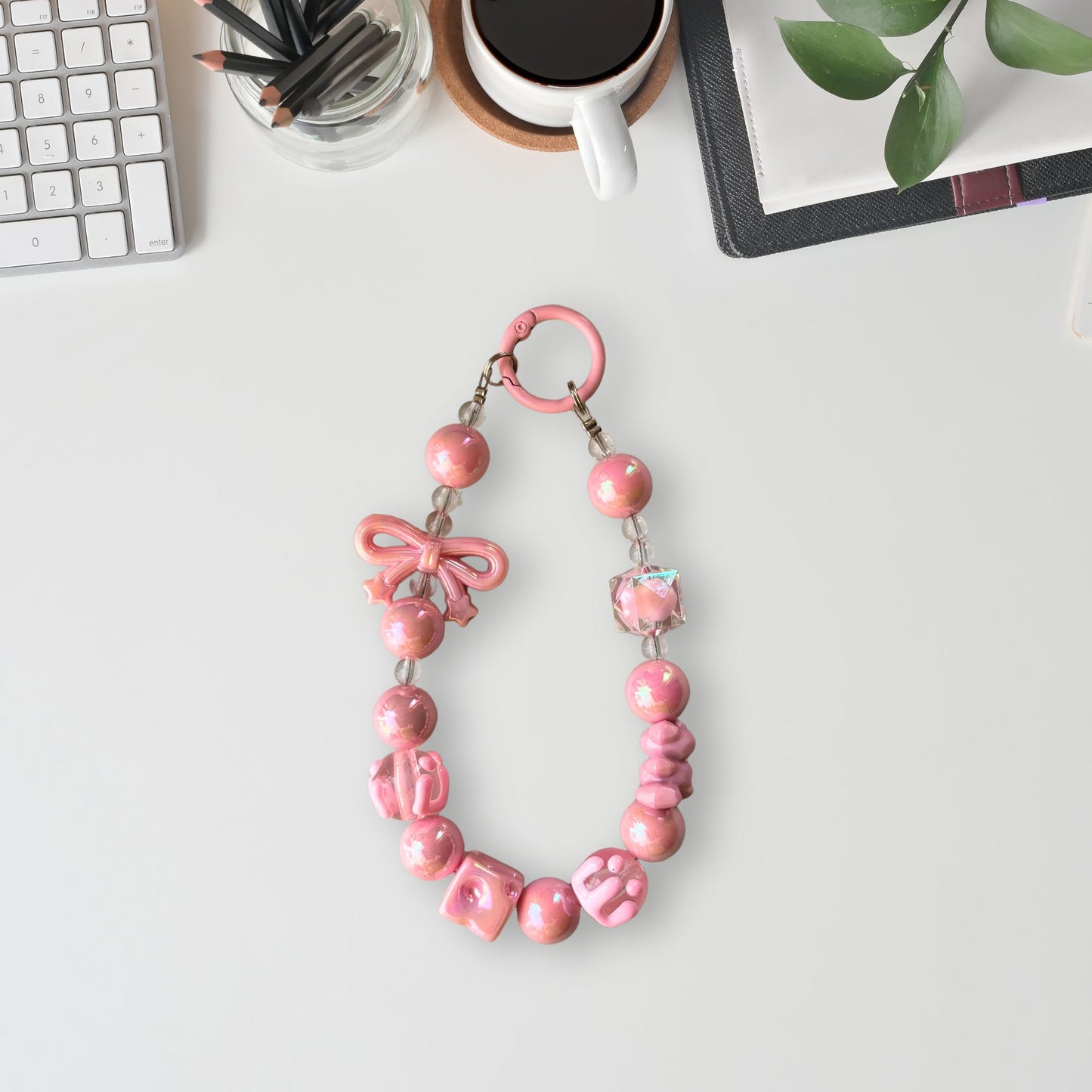 Hearts Charm Case - Silicone Clear Case with Charm