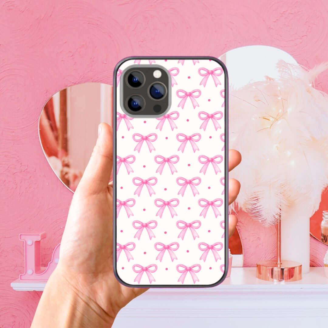 Pink Coquette Bow Glass & Hybrid Matte Phone Case