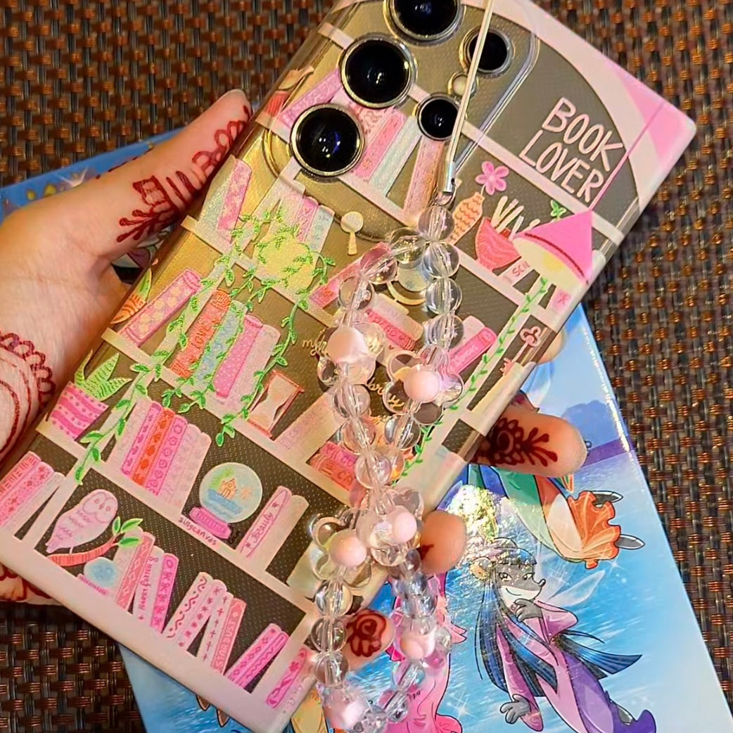 Silicone Clear Case with Pink Charm Booklovers Pink