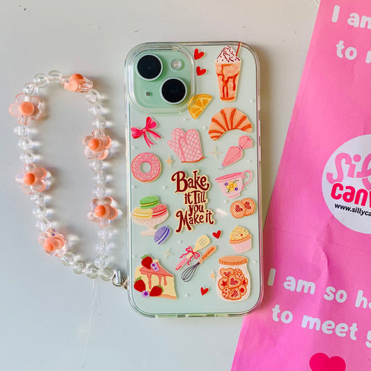 Silicone Clear Case with Orange Charm Bake It Till You Make It
