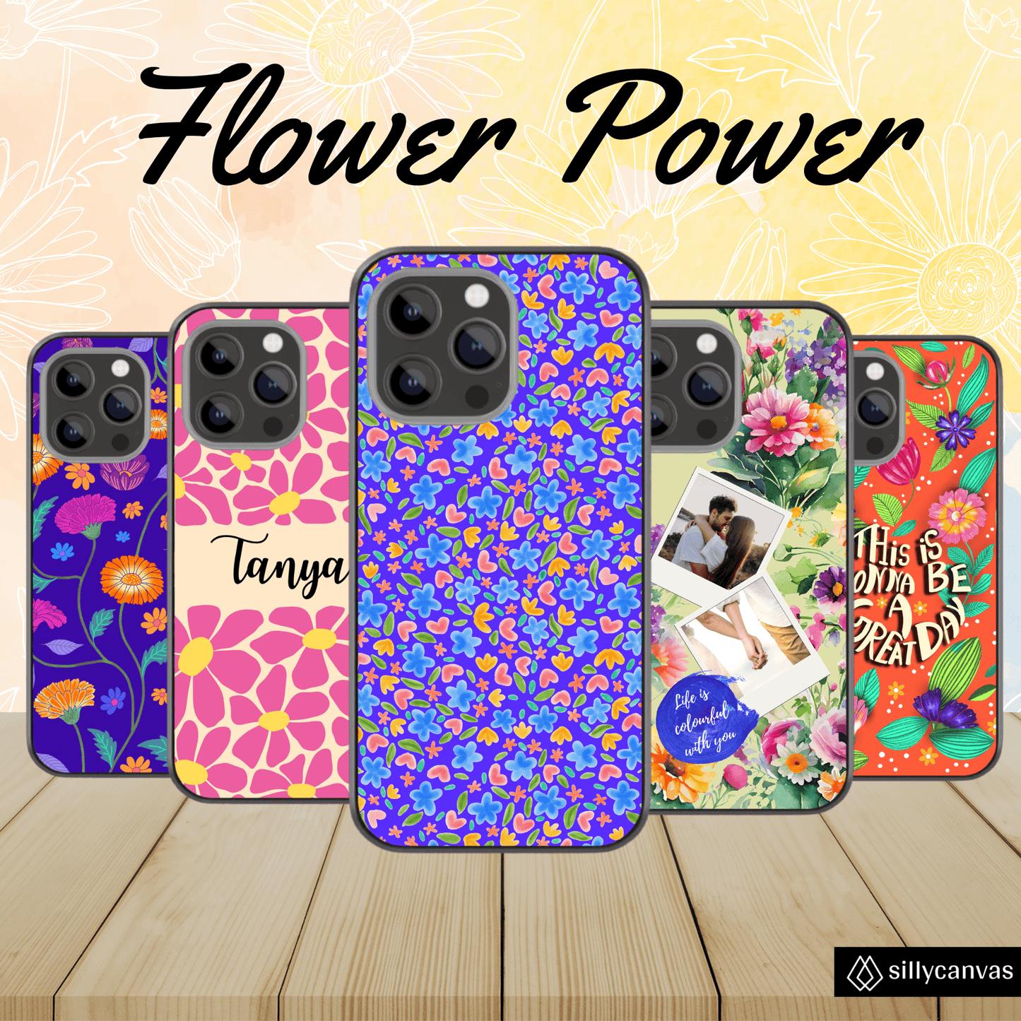 Watercolour floral pattern blue Glass Phone Case