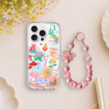 Romance Book Lover Clear Silicone Phone Case with Pink Bow Charm