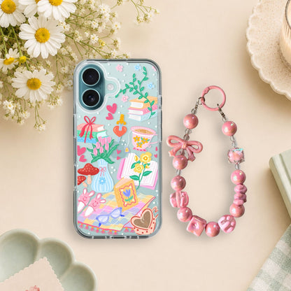 Romance Book Lover Clear Silicone Phone Case with Pink Bow Charm